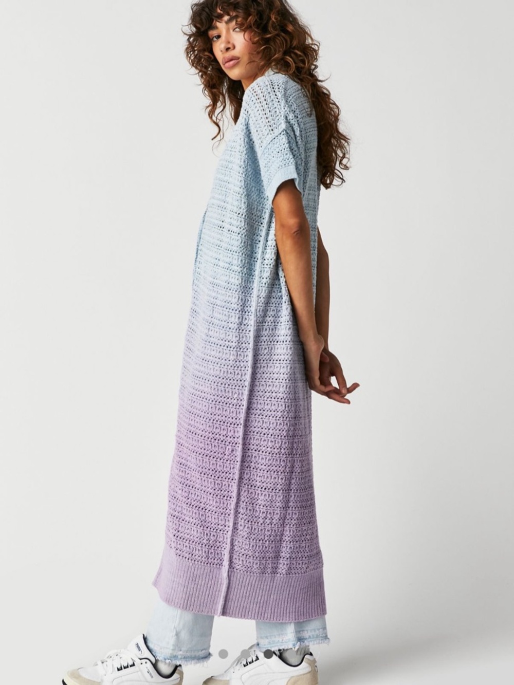 Free People Crochet Button-Down Cardigan/Dress